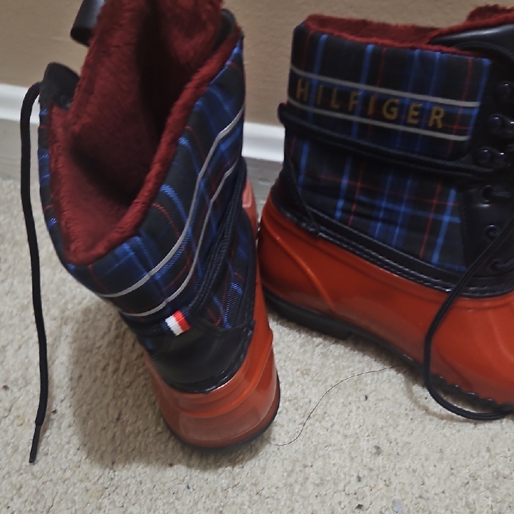 Tommy Hilfiger Kids Red and Plaid Boots